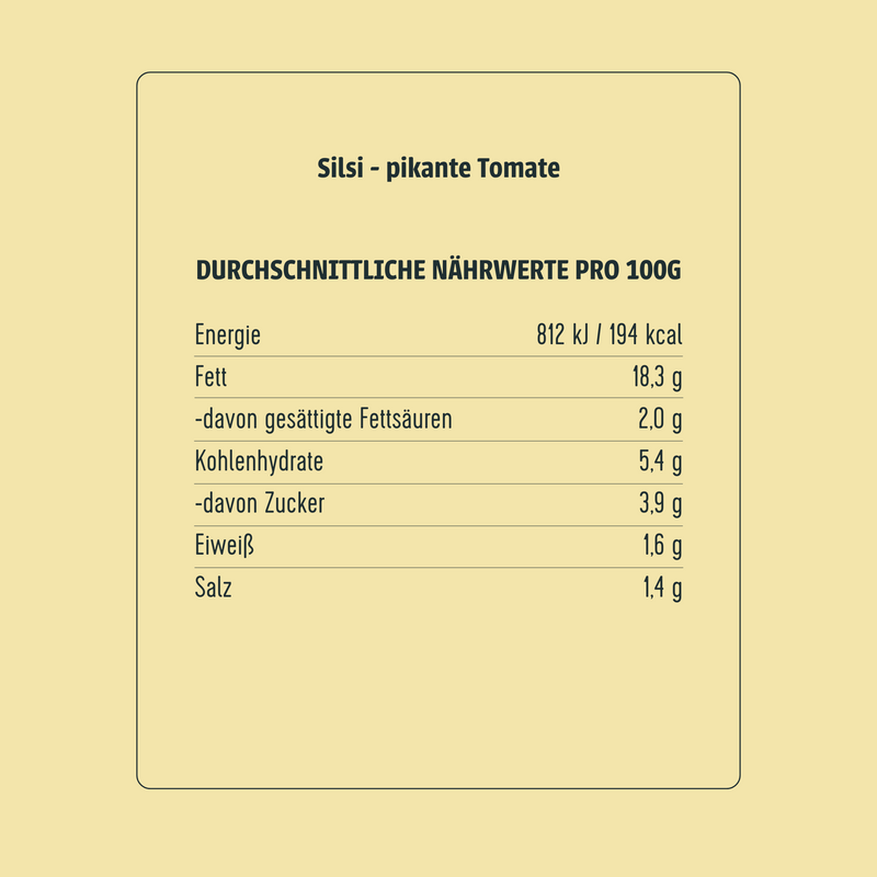 Nutritional information for Silsi – Pikante Kochsauce